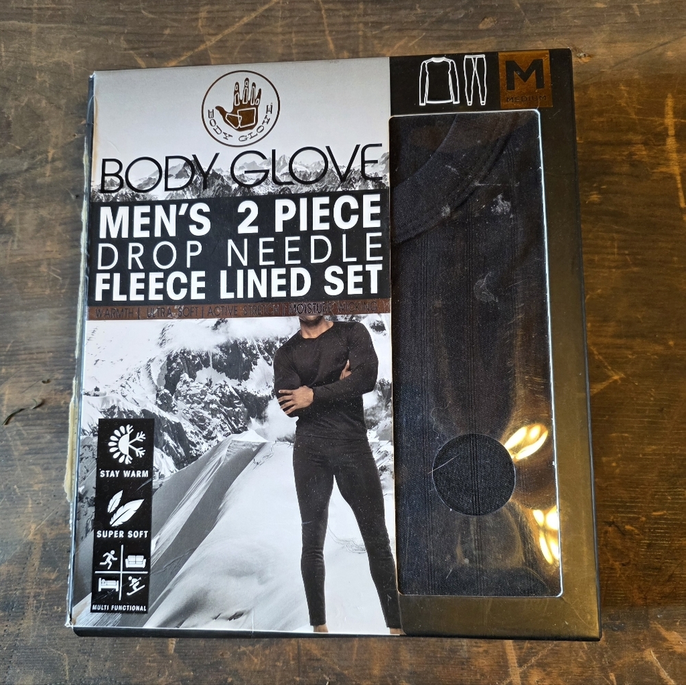 Body Glove Men's Black 2 Piece Fleece Lined Set